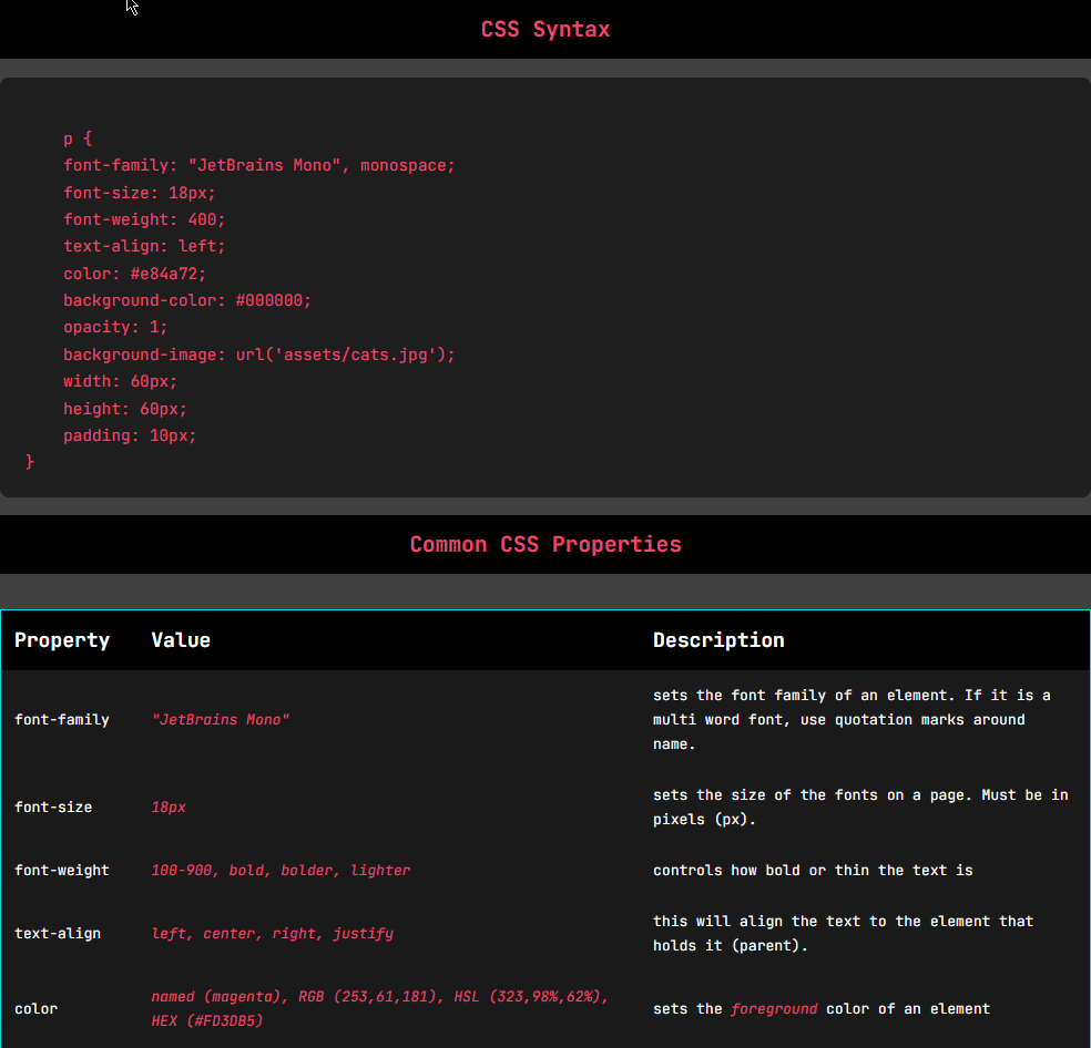 CSS page