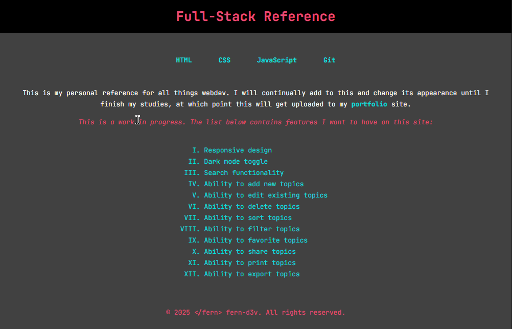 reference site landing page